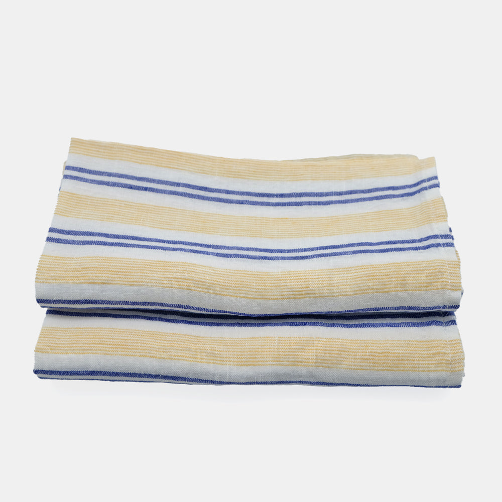 Linen Napkin, yellow blue stripe