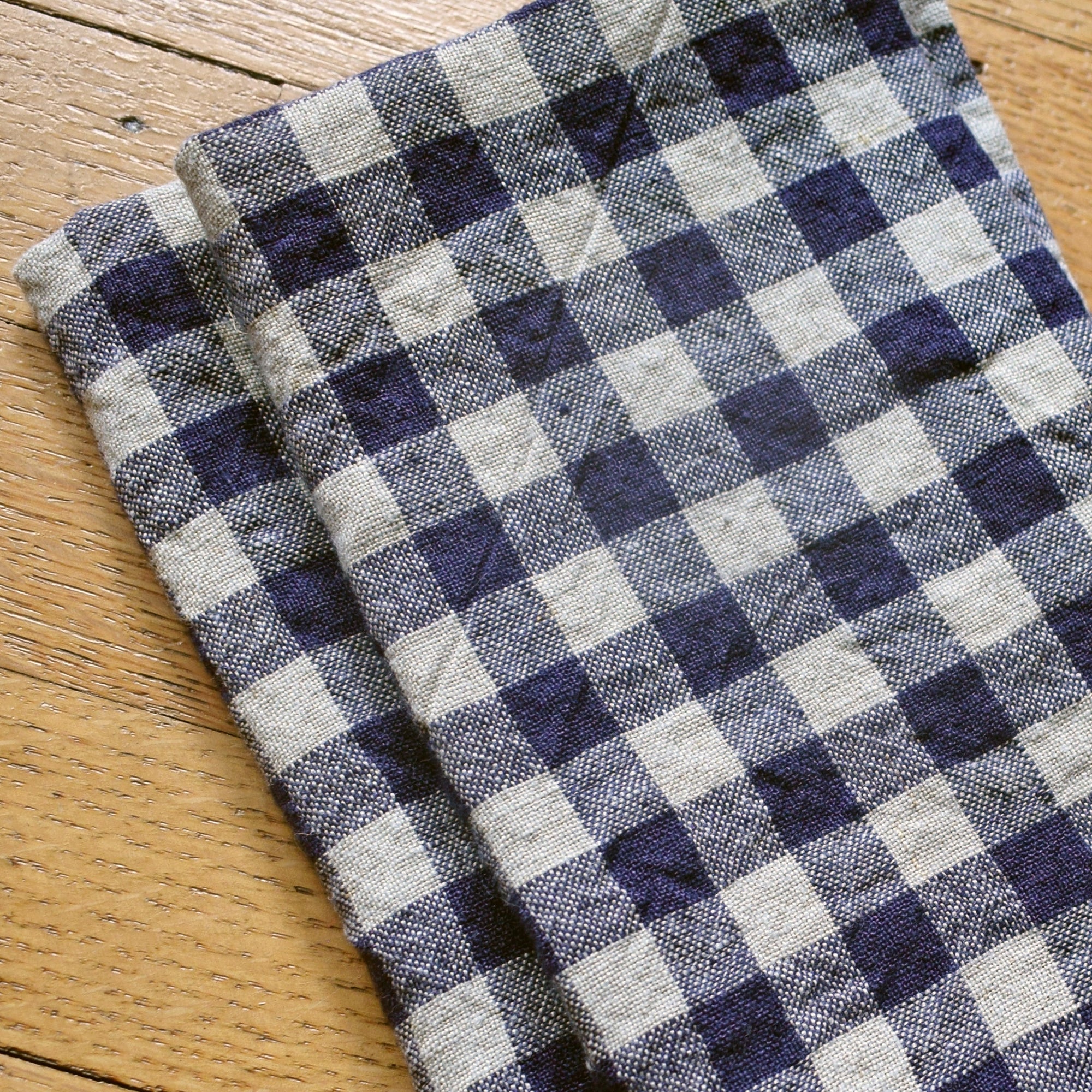 Linen Napkin in Flax Navy Gingham