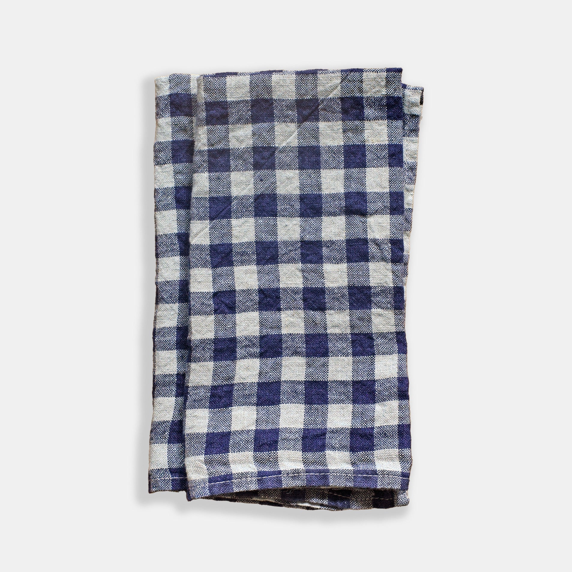 Linen Napkin in Flax Navy Gingham