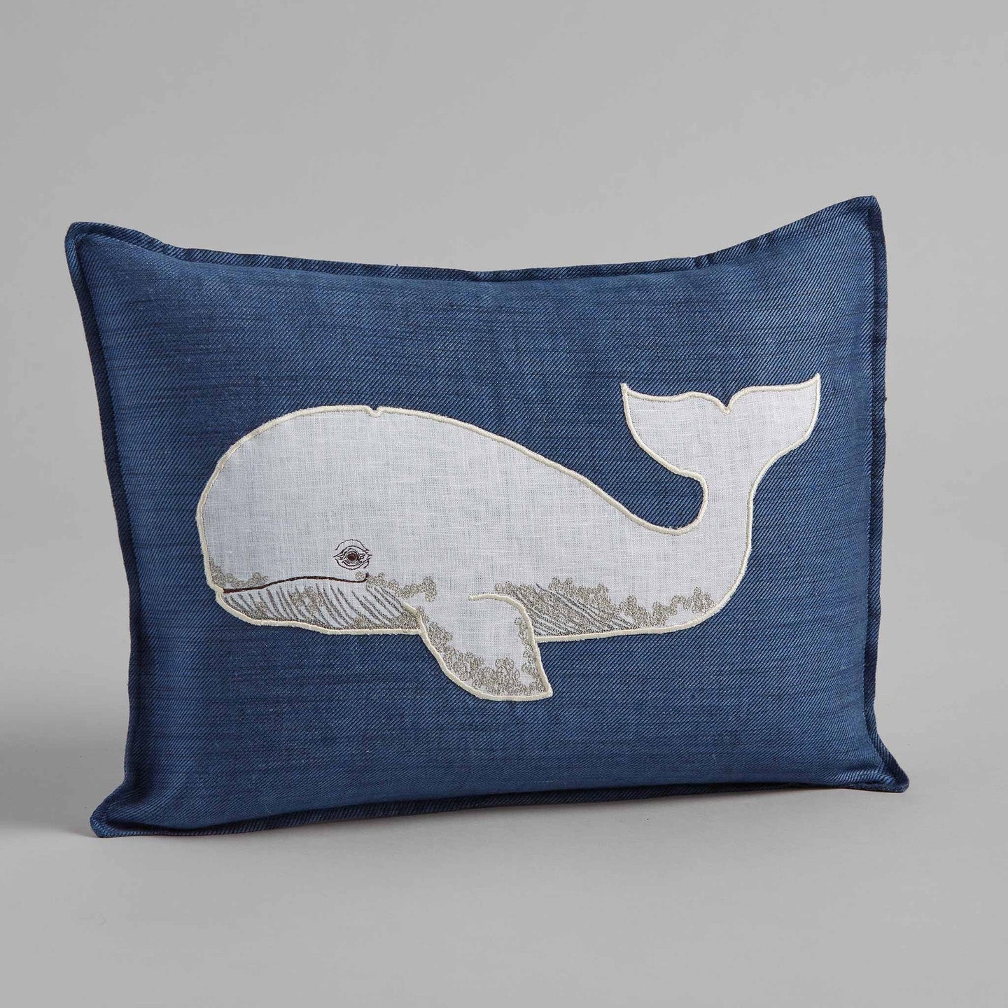 Whale Applique Lumbar Pillow