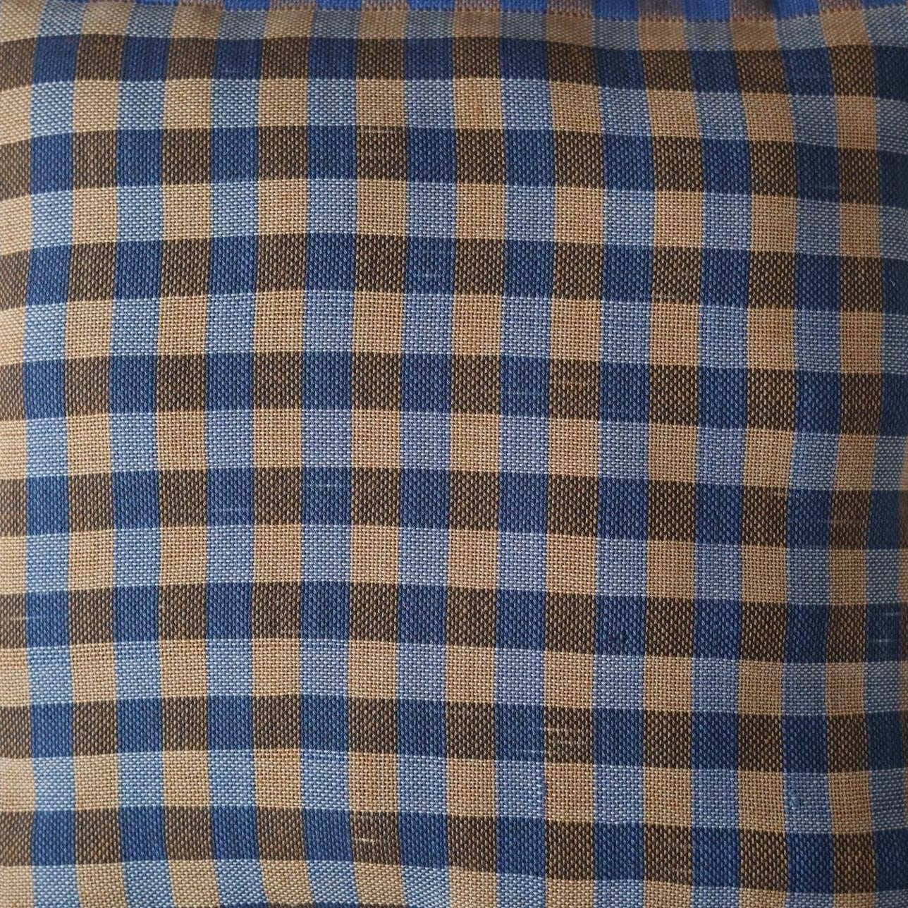Black Brown Check with Fringe Square Pillow