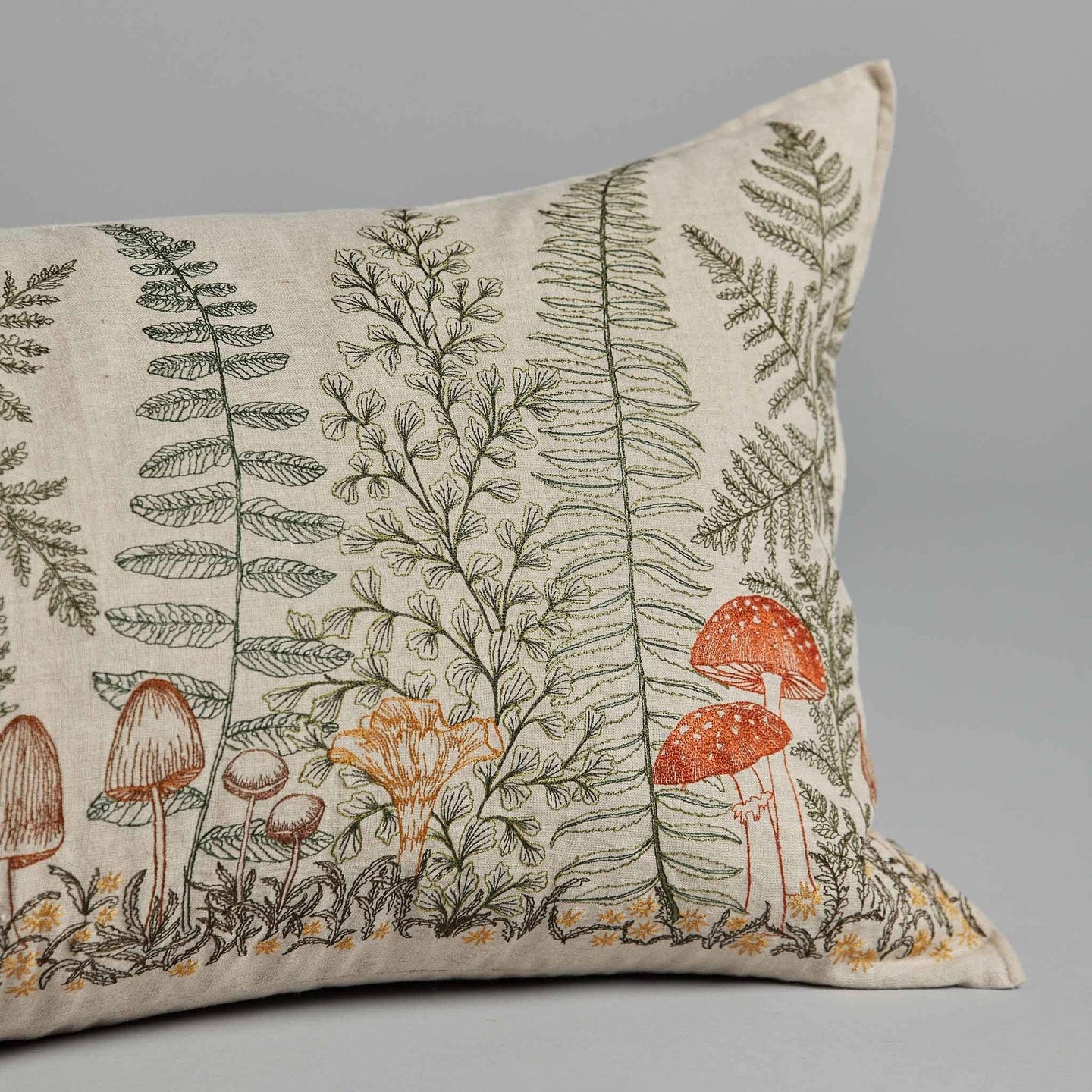 Mushrooms and Ferns Lumbar Pillow