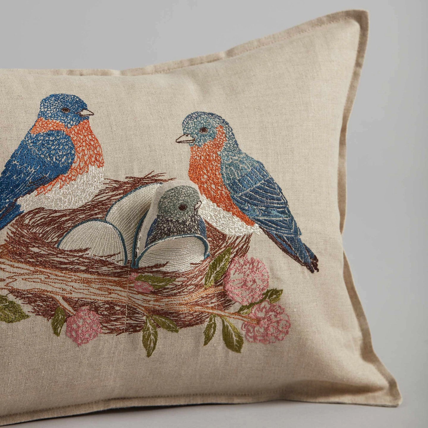 Bluebird Nest Lumbar Pocket Pillow