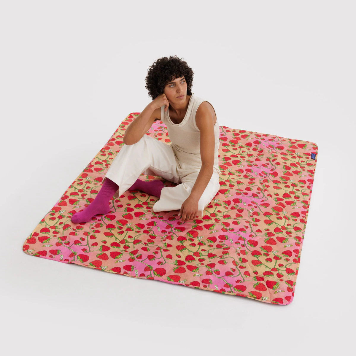 Puffy Picnic Blanket in Strawberry Blossom