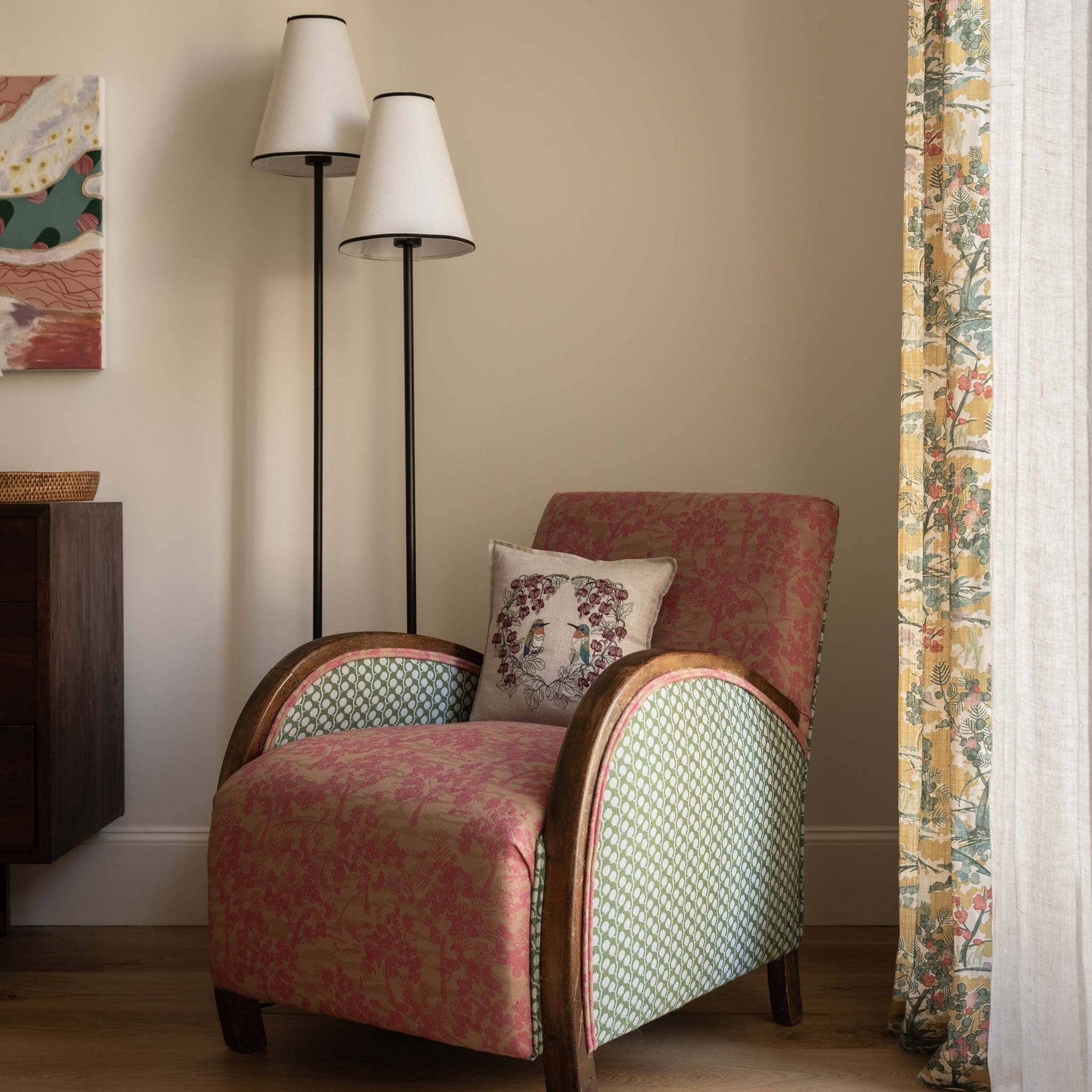 Hummingbird Hearts Square Pillow