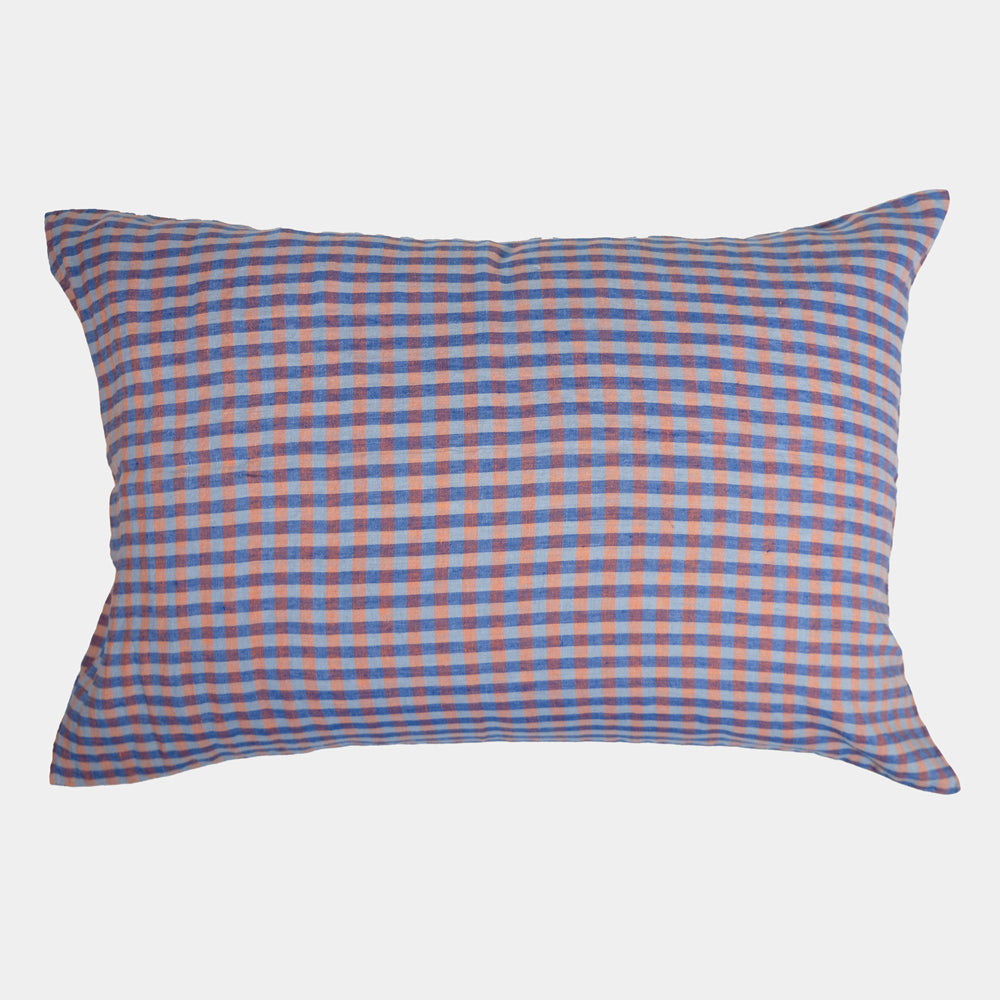 Linen Standard Pillowcase in Sienna Blue Gingham