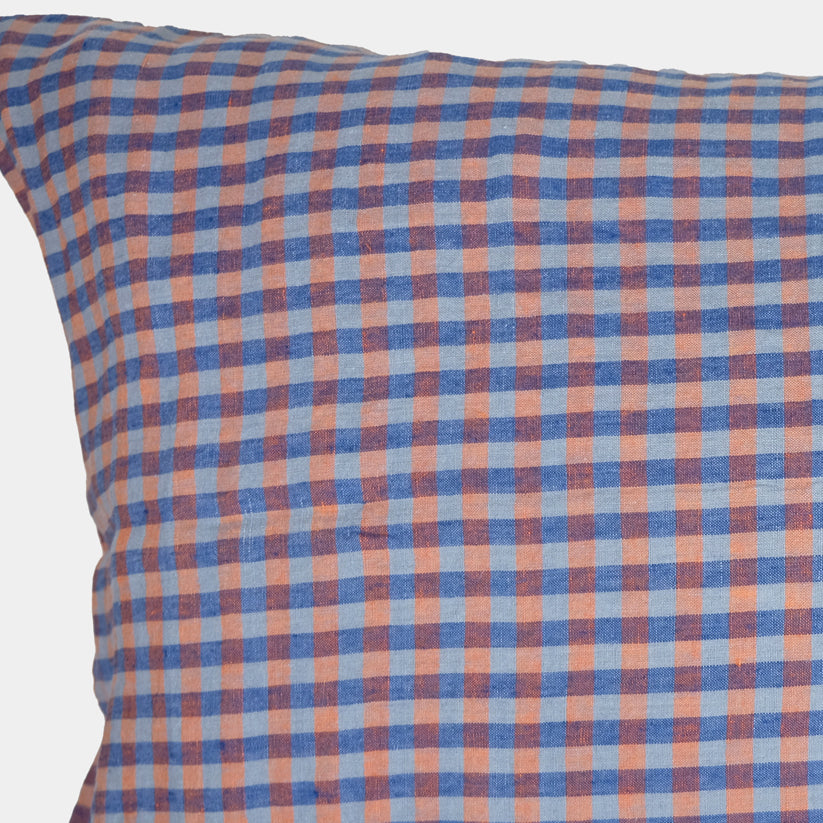 Linen Standard Pillowcase in Sienna Blue Gingham