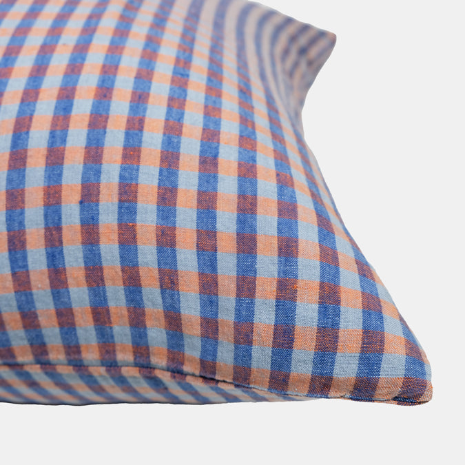 Linen Standard Pillowcase in Sienna Blue Gingham