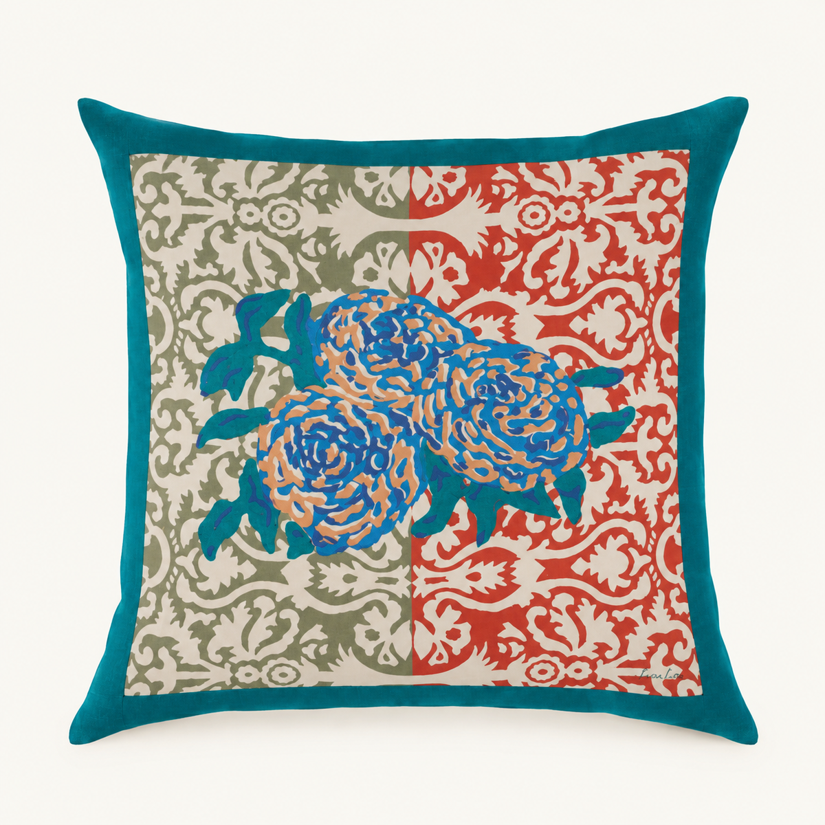 Dam Dam Red Sage Square Pillow in 18"