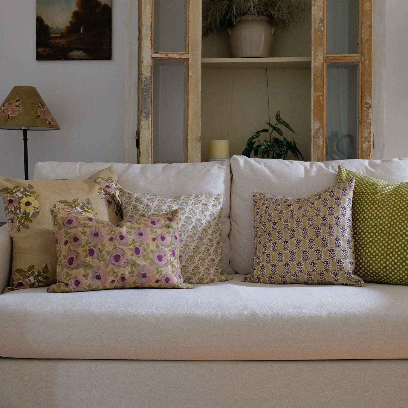 Riya Warm Olive Square Pillow