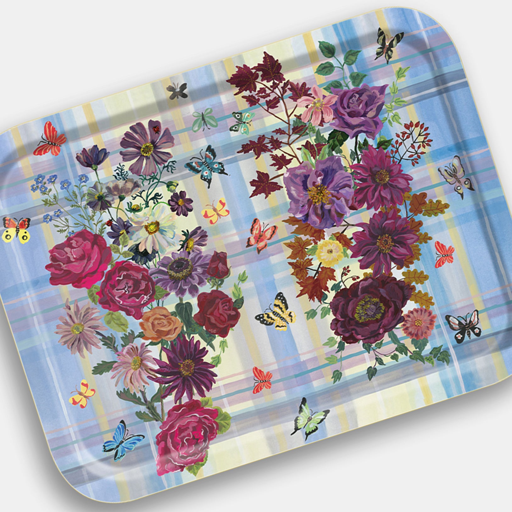 Floral Plaid Tray