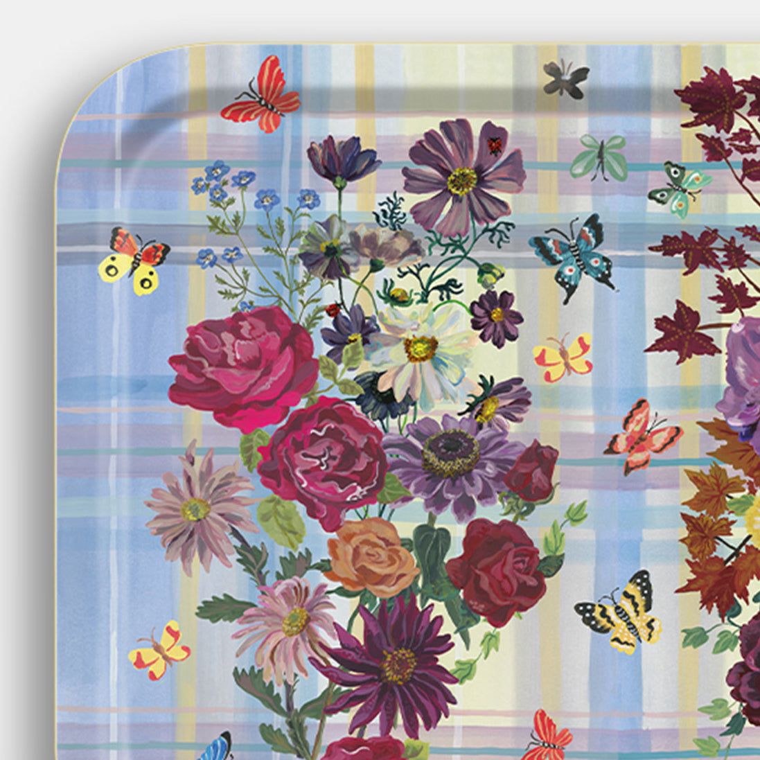 Floral Plaid Tray