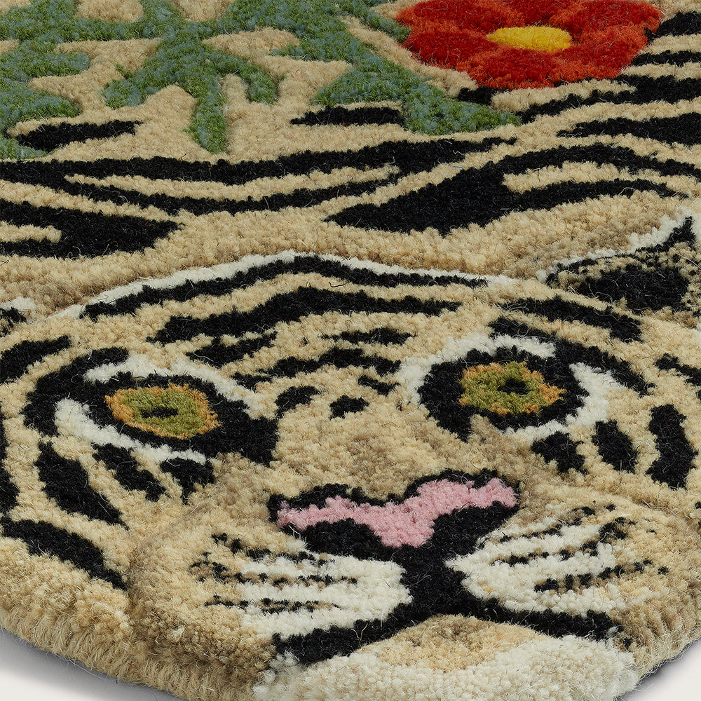 Floral White Tiger Small Rug