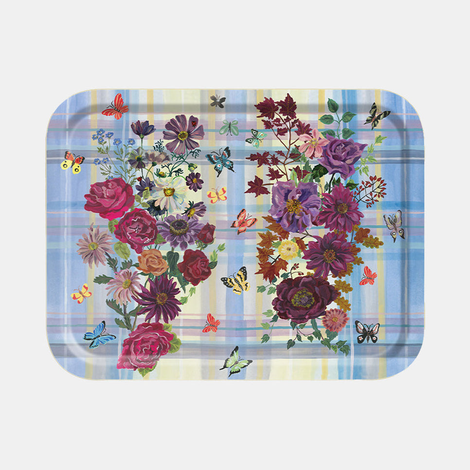 Floral Plaid Tray
