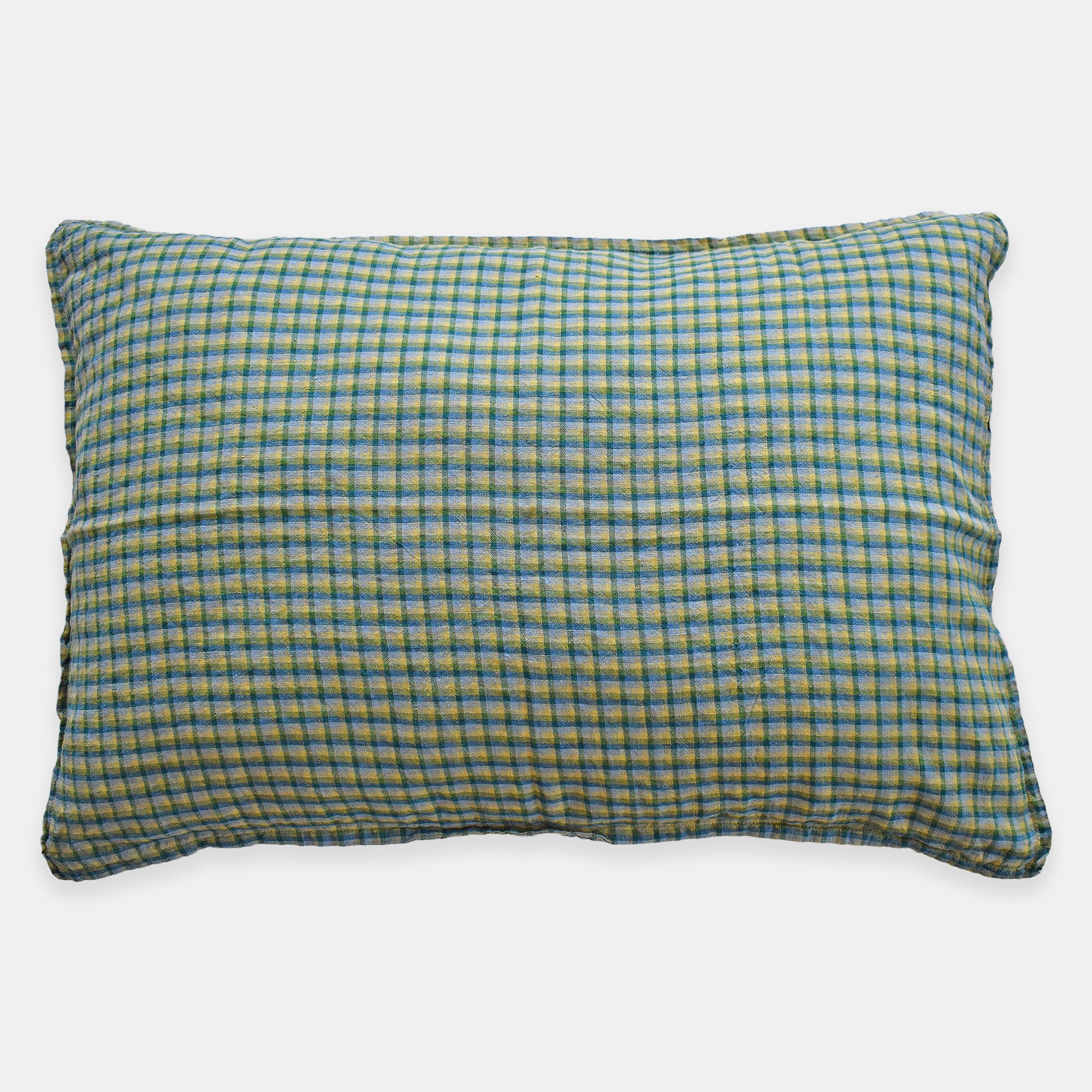 Linen Standard Pillowcase in Spring Green Checks