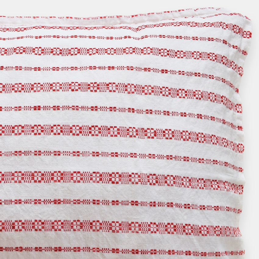 Linen Standard Pillowcase in Red Embroidery