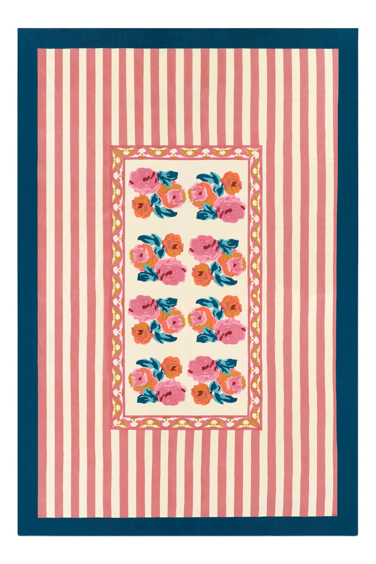 Nizam Cream Pink Cotton Tablecloth