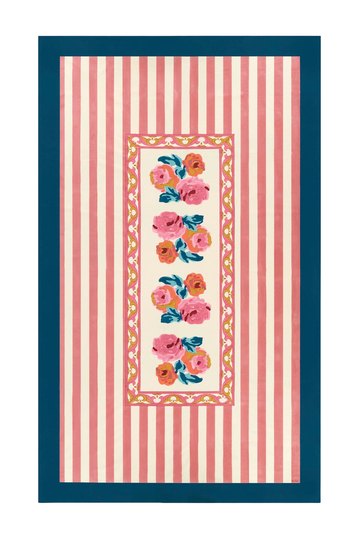 Nizam Cream Pink Cotton Tablecloth