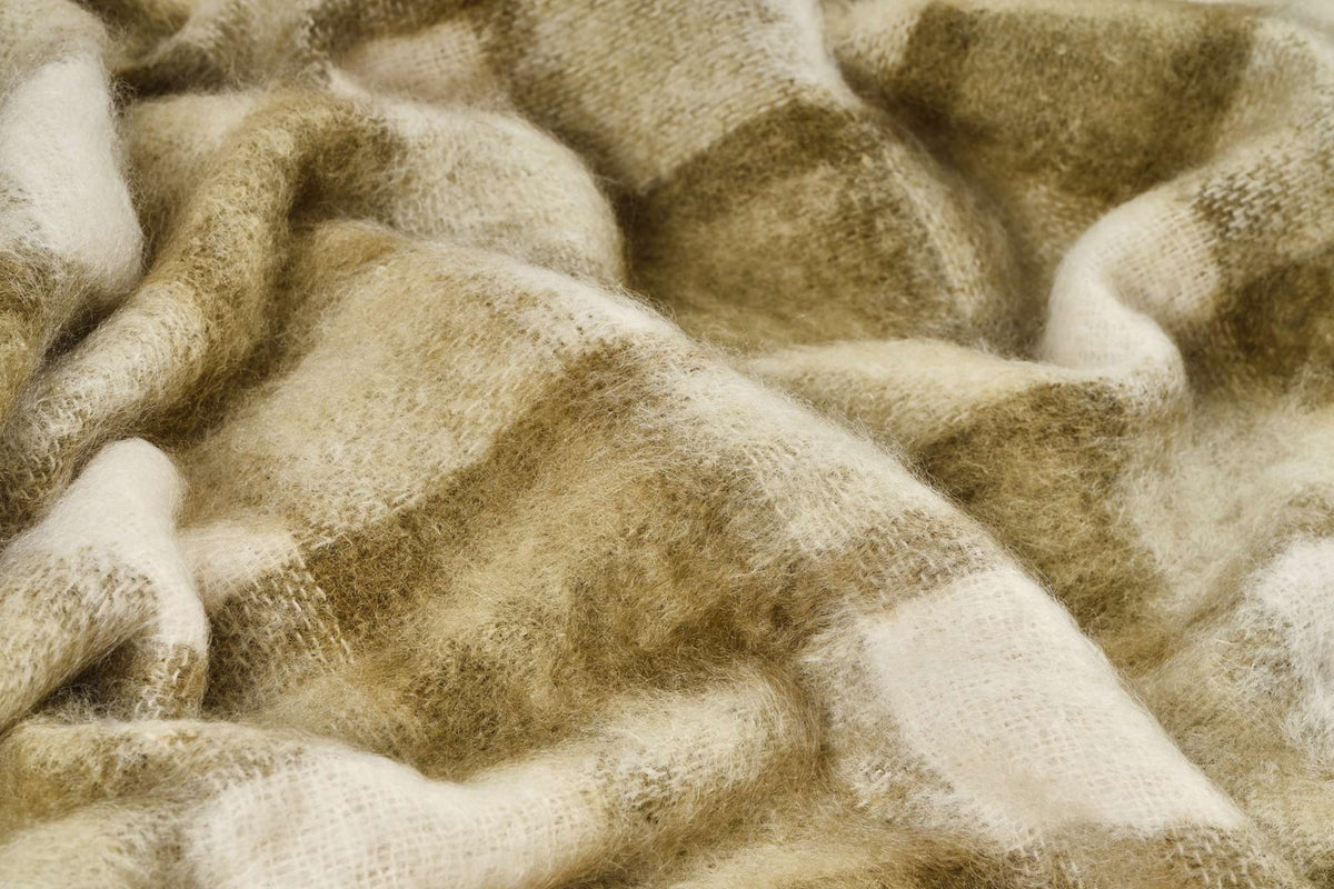 Drumin Olive Plaid Mohair Throw