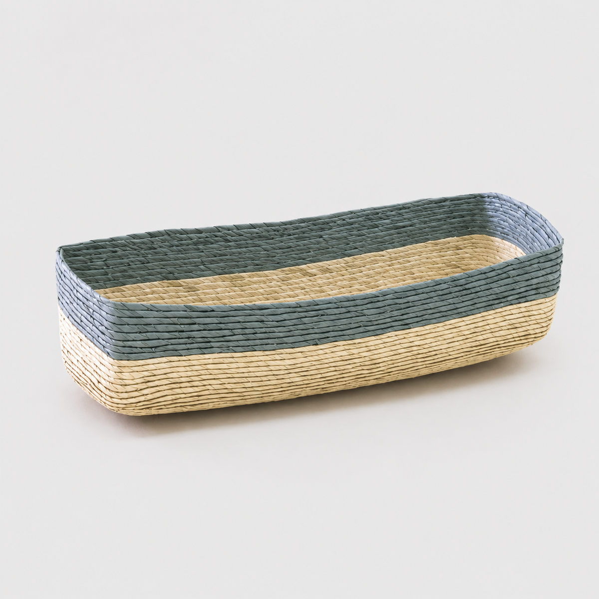 Rectangular Tabletop Basket in Lago Stripe