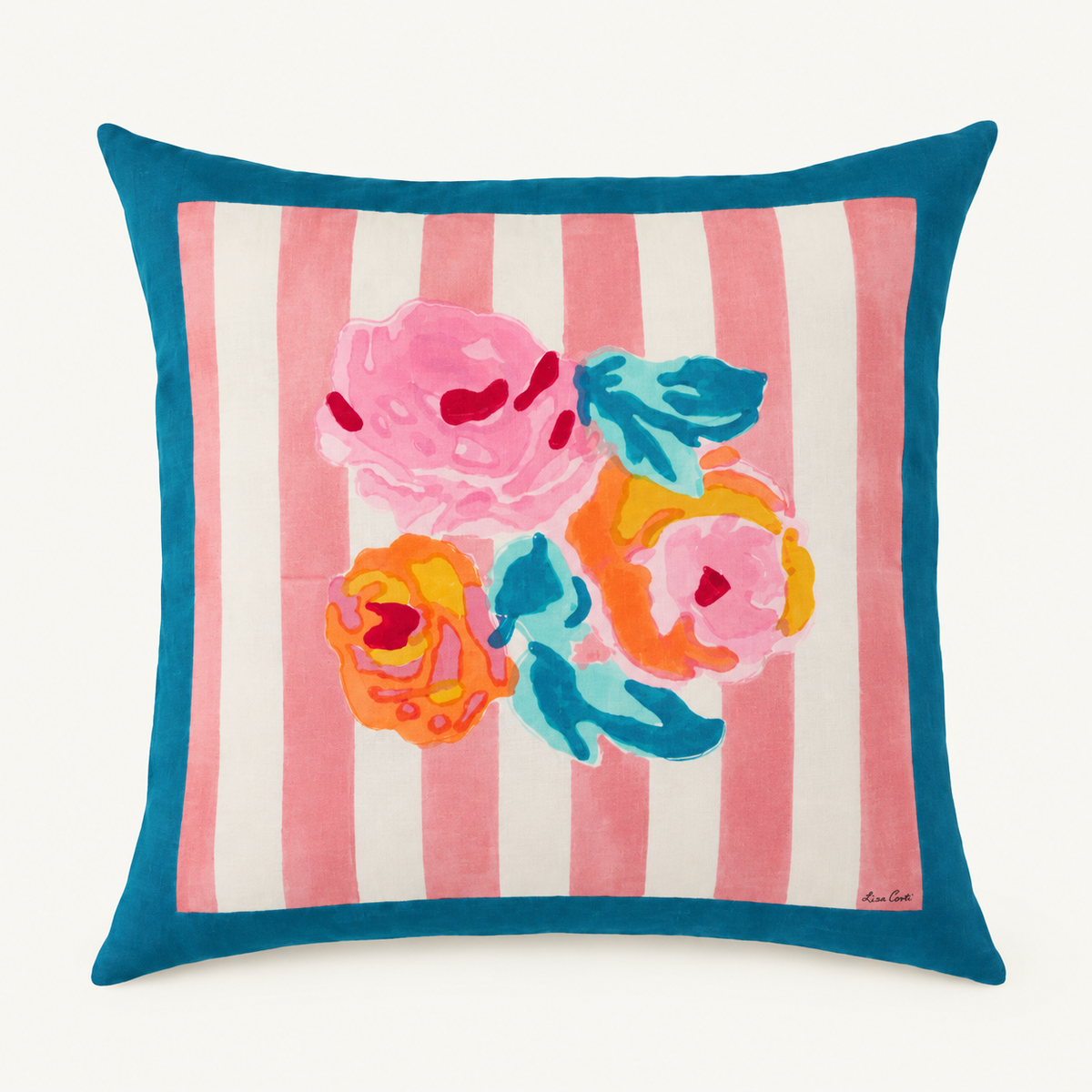 Nizam Cream Pink Square Pillow in 24"