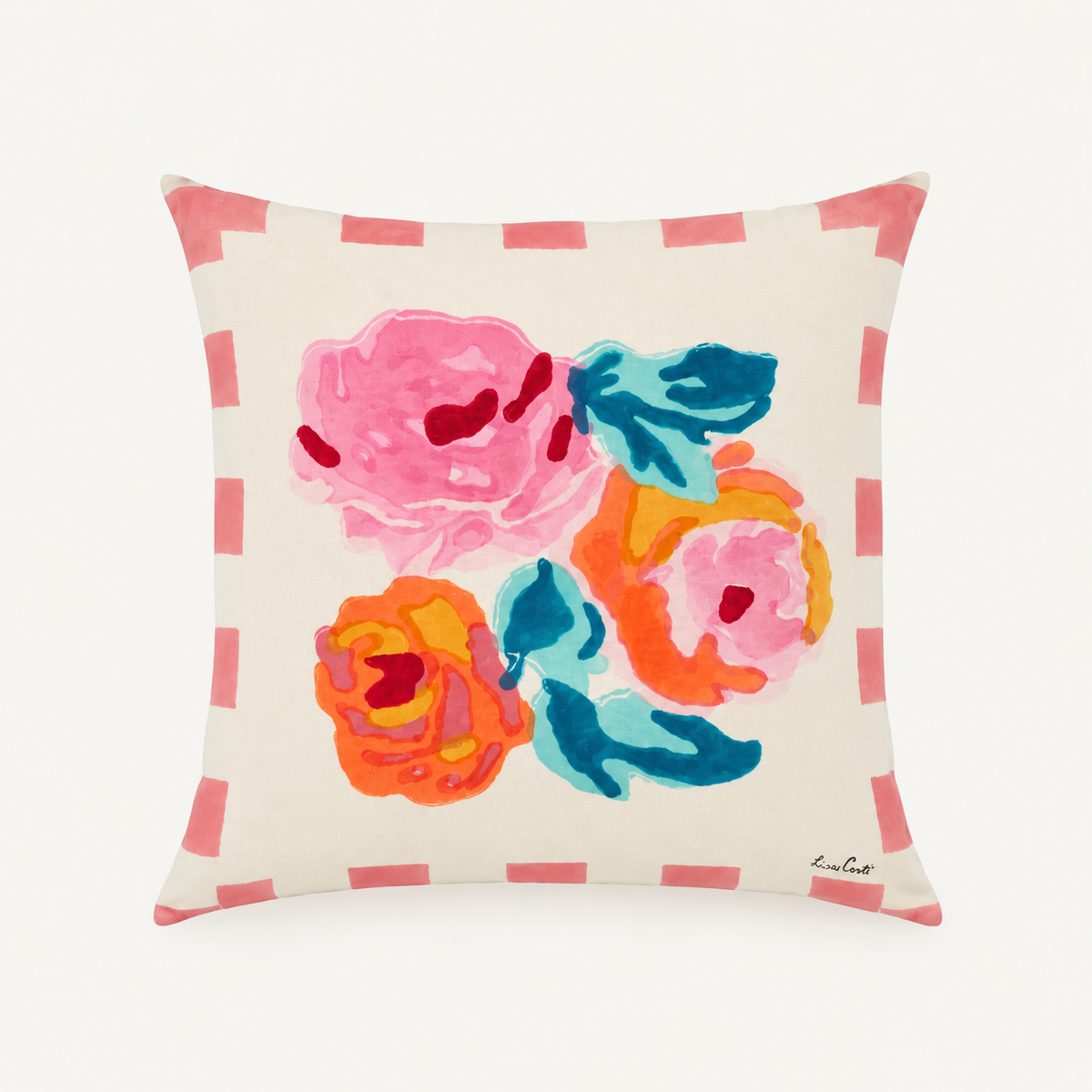 Nizam Cream Pink Square Pillow in 18"