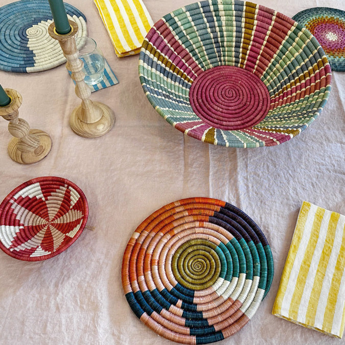Linen Napkin in Large Yellow Stripes