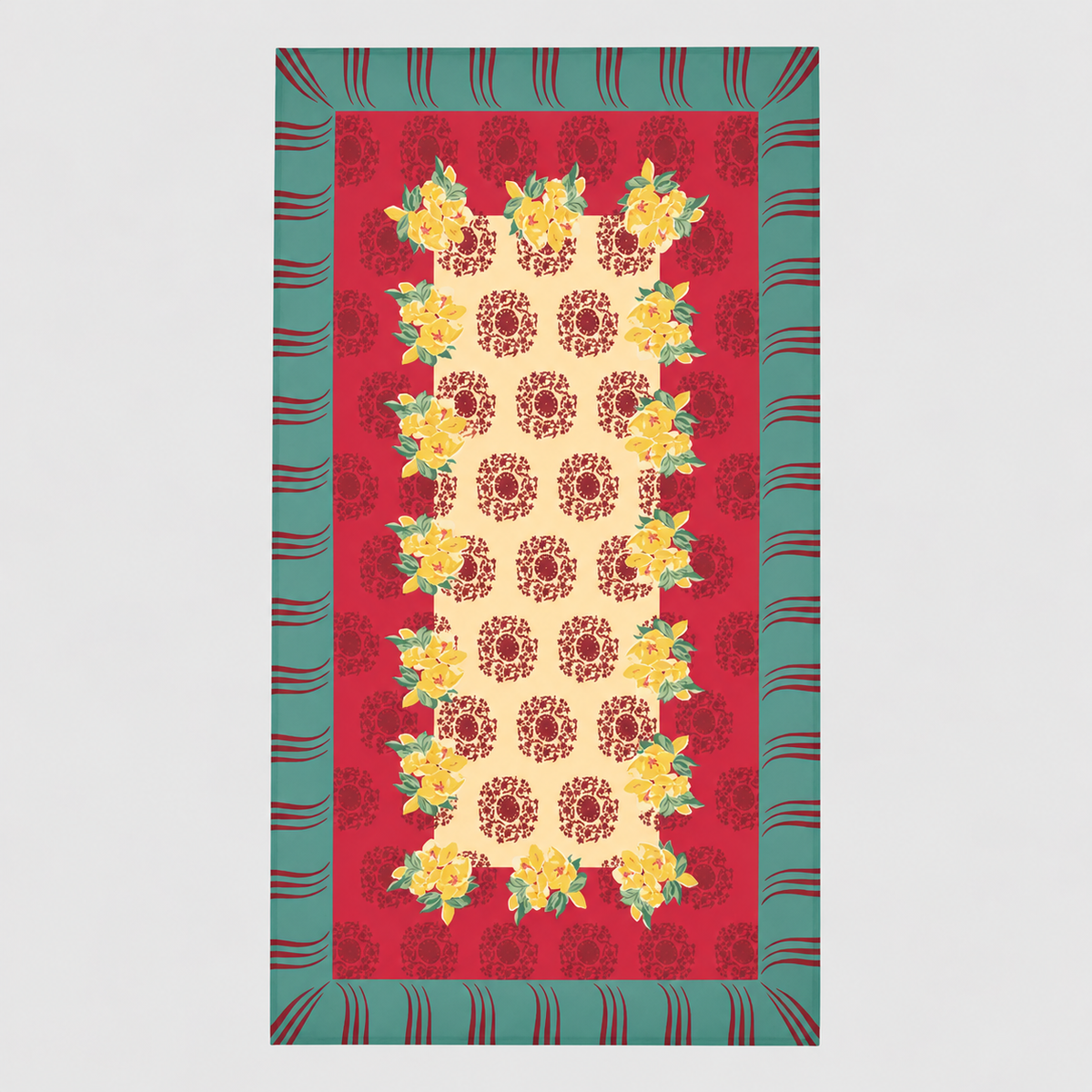 Planet Red Cream Cotton Tablecloth