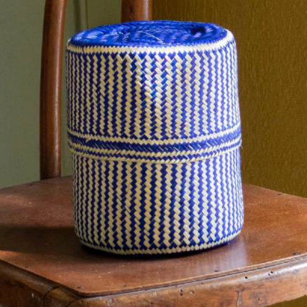 Ocean Lidded Basket in Small Tall