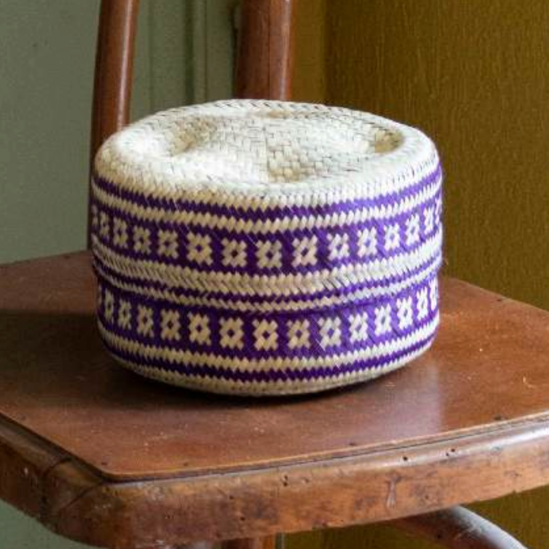 Sunset Lidded Basket in Small Wide