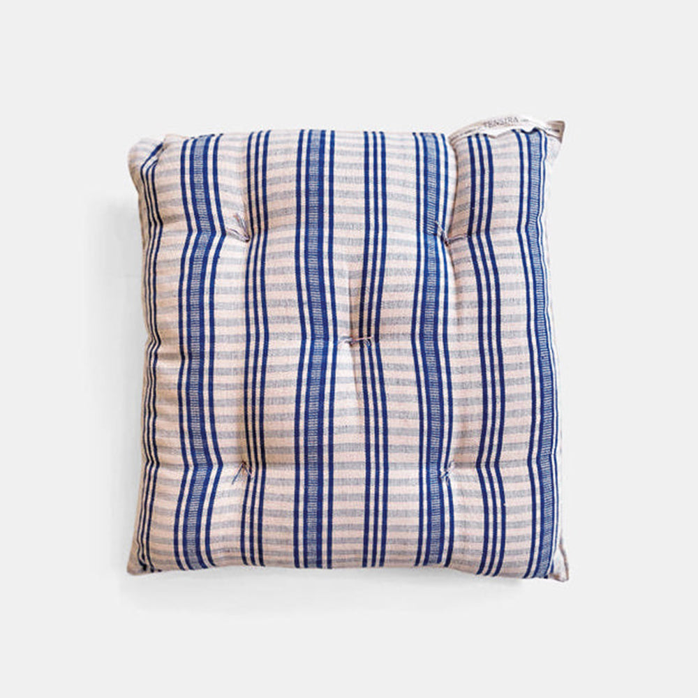 Square Seat Cushion in Pink and Navy Tartan