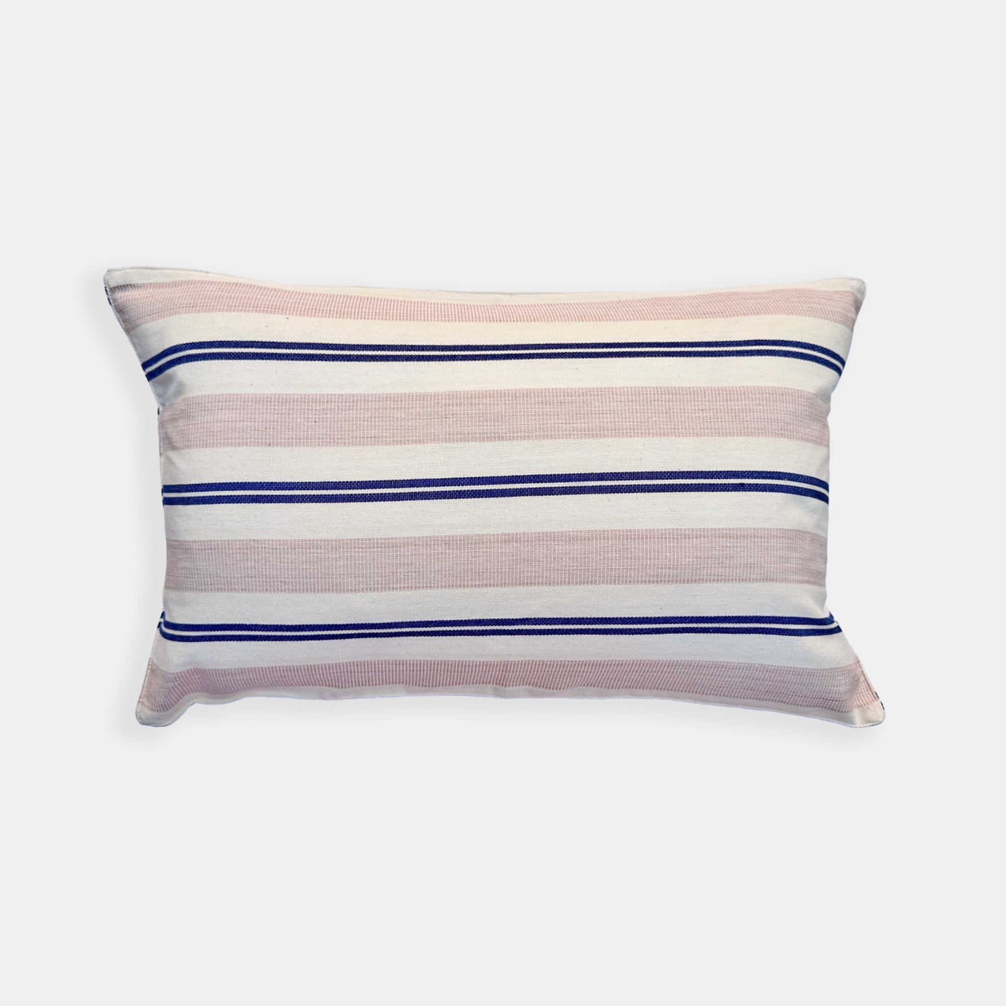 Dusty Pink Navy Stripe Lumbar Pillow