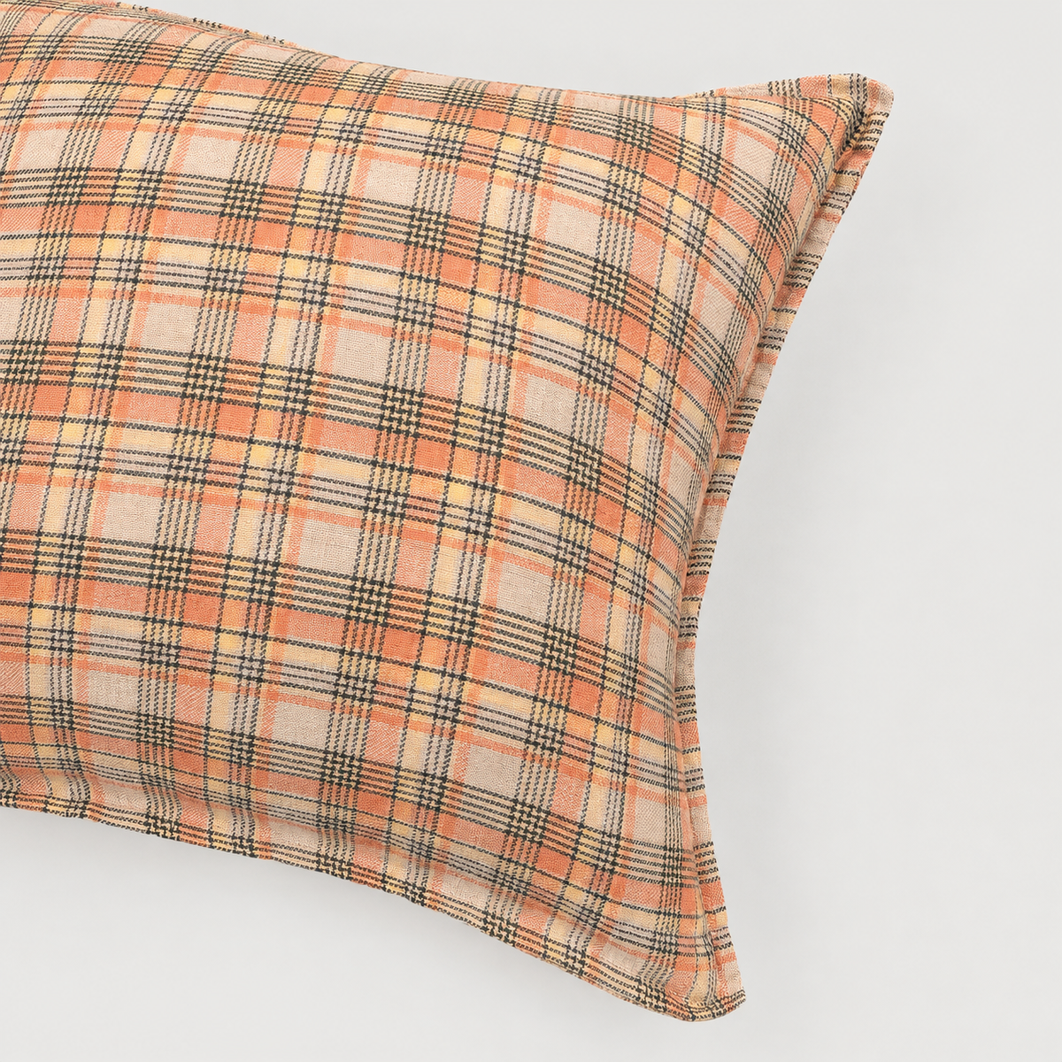 Pink Salmon Tartan Square Pillow