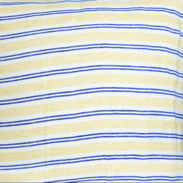 Linen Euro Pillowcase in Yellow Blue Stripe
