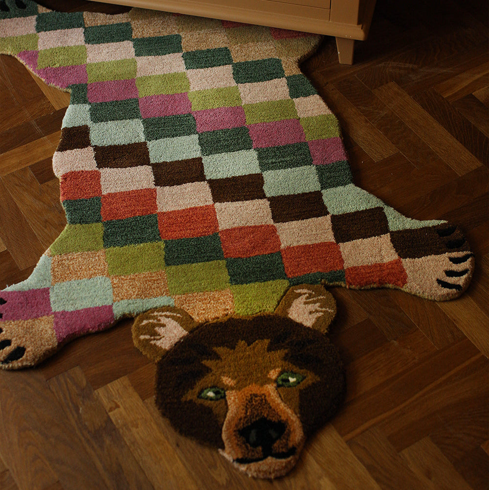Archie Check Bear Rug in Small