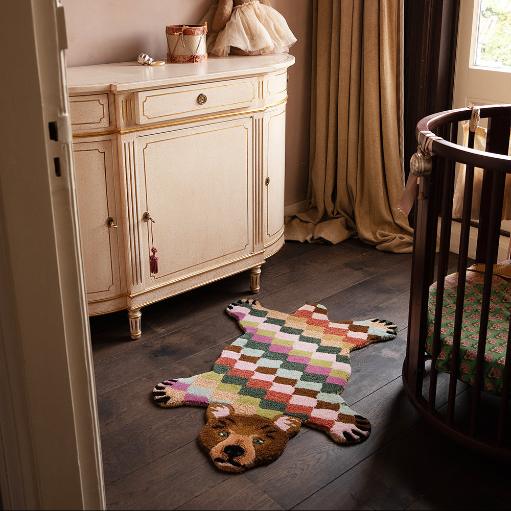 Archie Check Bear Rug in Small