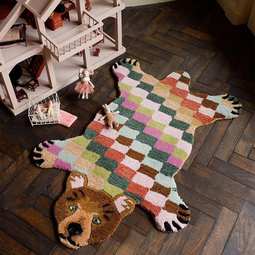 Archie Check Bear Rug in Small