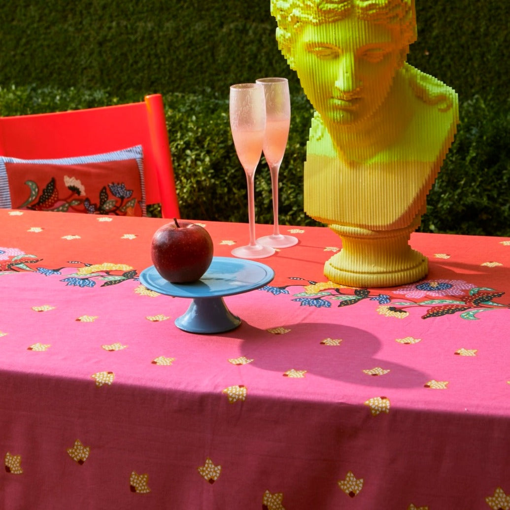 Indonesian Red Rose Cotton Tablecloth