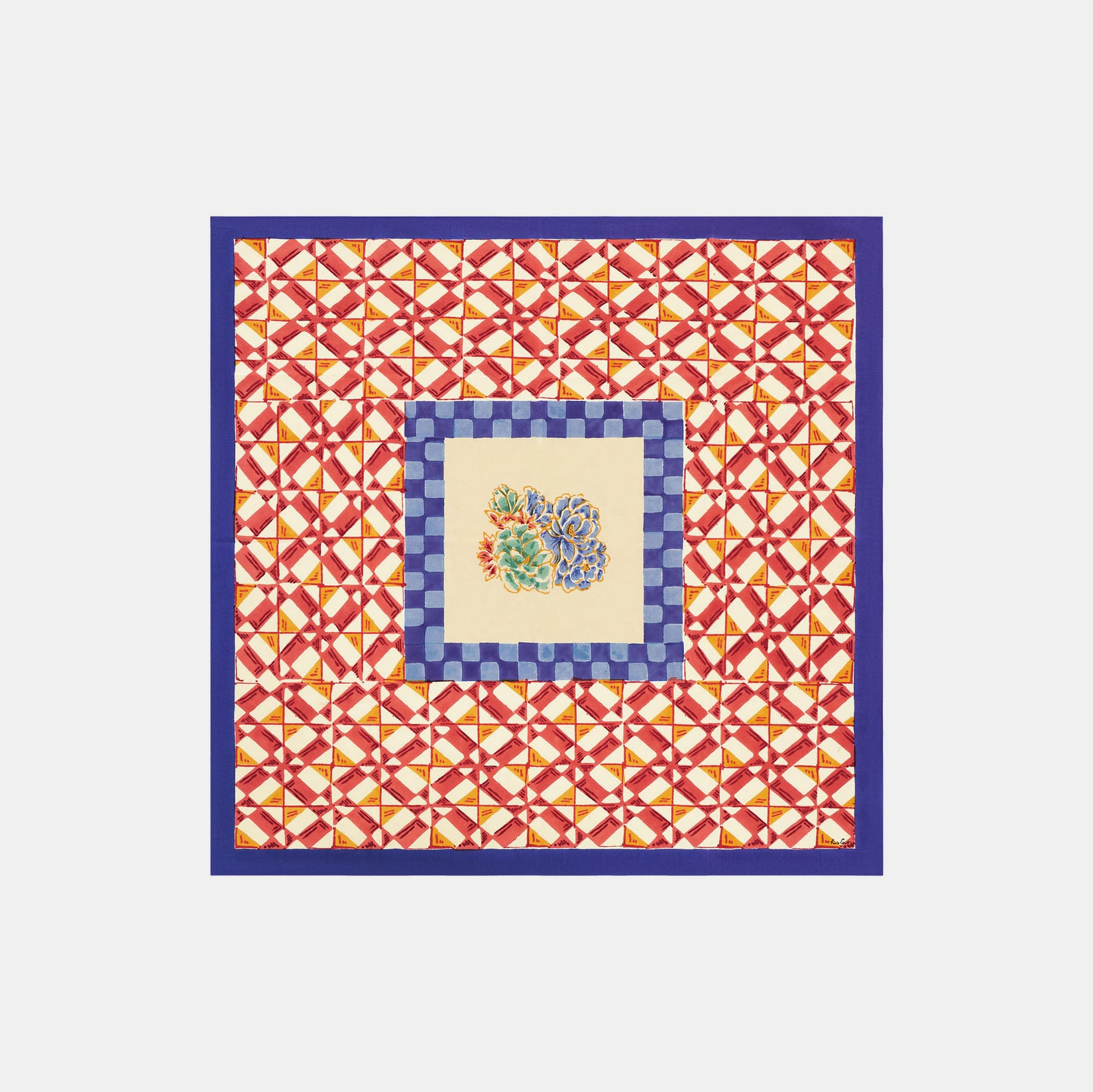 Positano Red Tiles Cotton Tablecloth