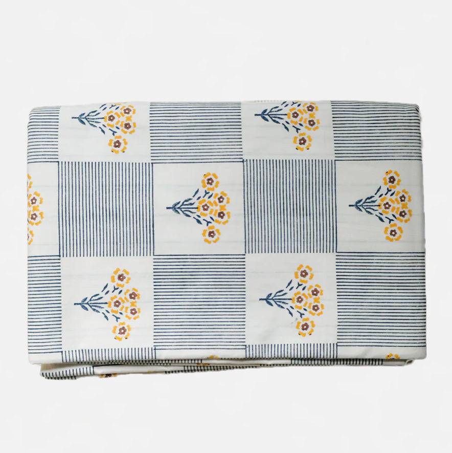 Shabana Blue Reversible Cotton Duvet Cover