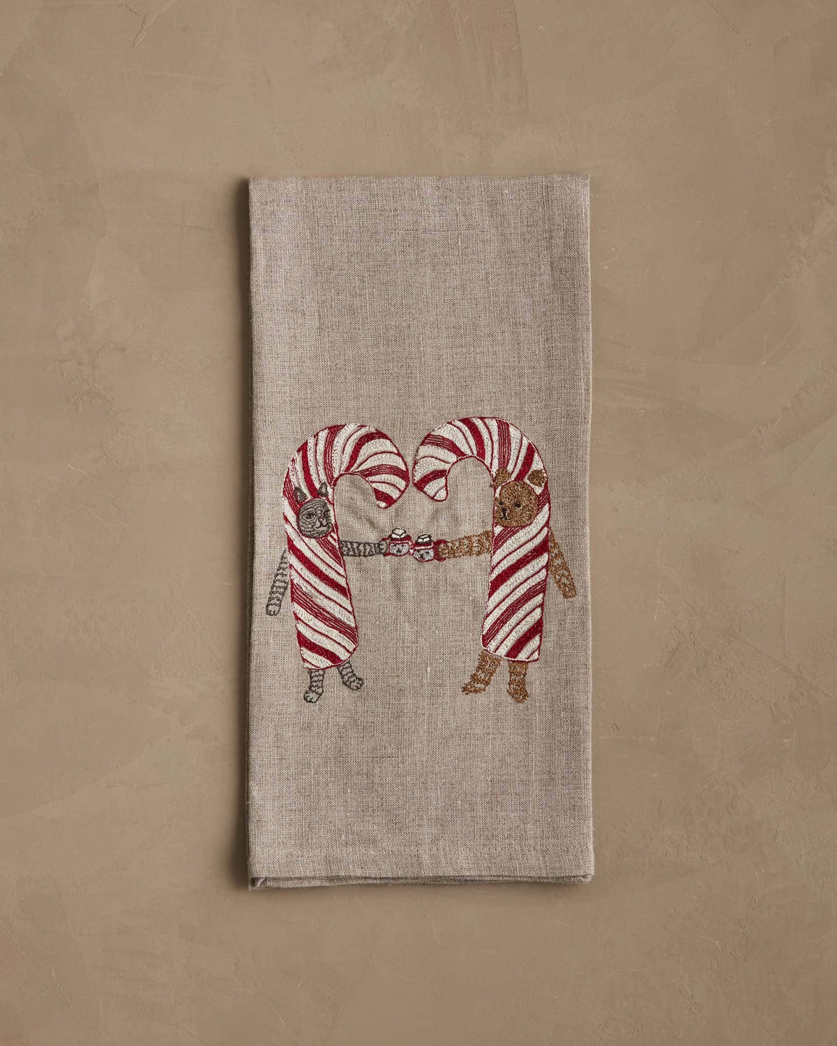 Candy Cane Cheers Tea Towel