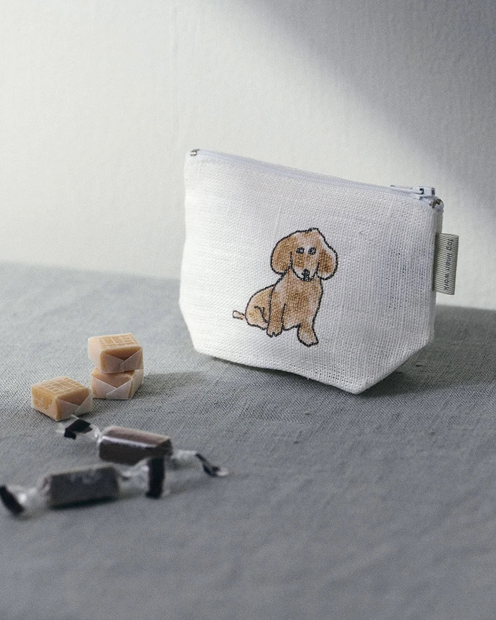 Two Dogs Reversible Small Linen Pouch