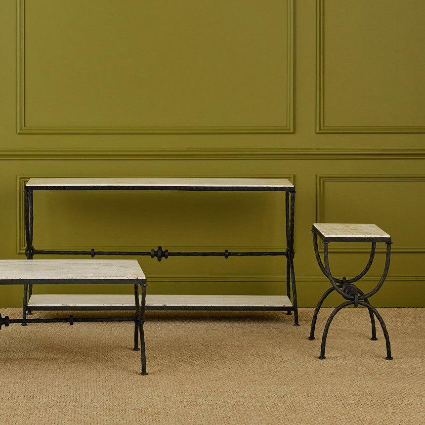 Agora White Travertine Side Table