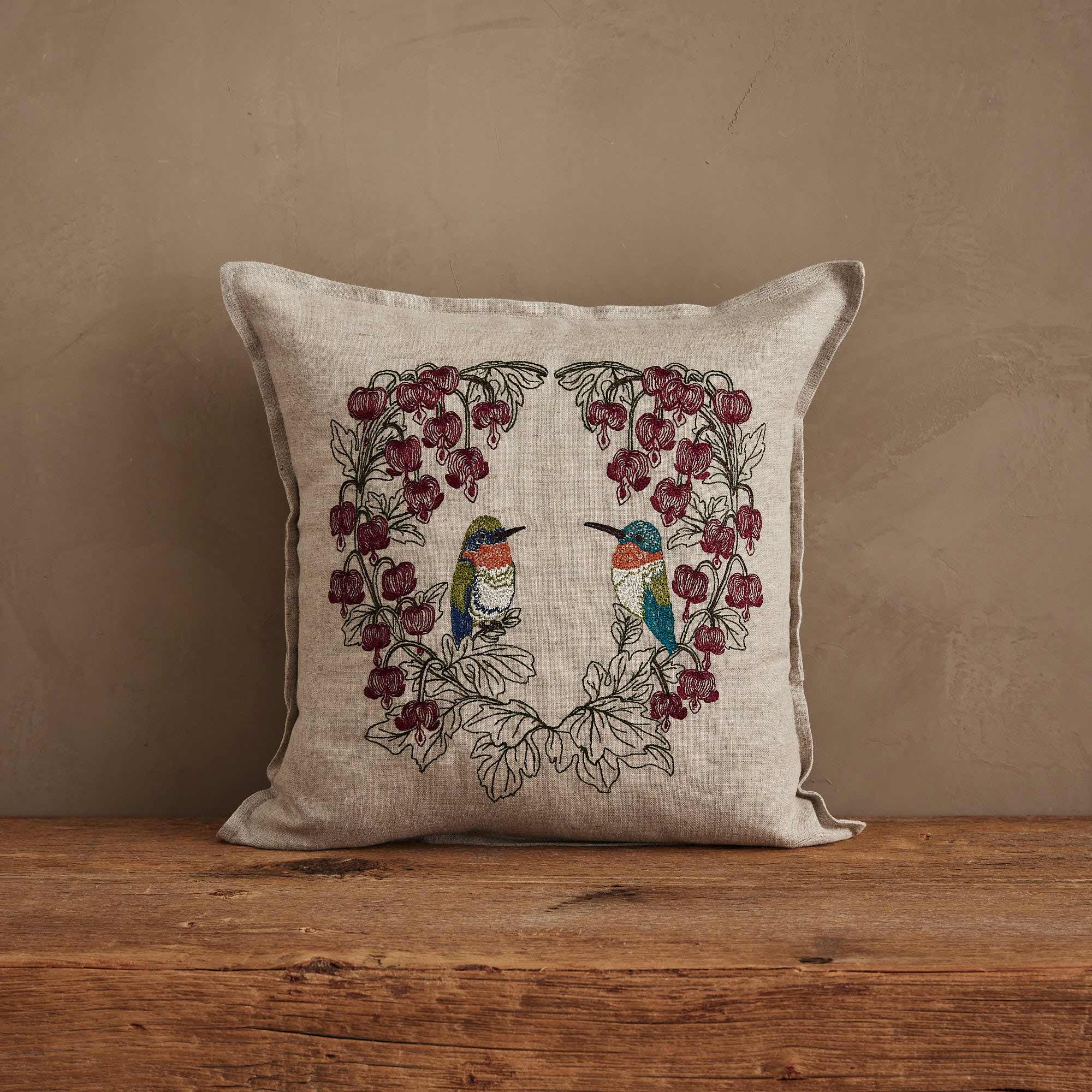 Hummingbird Hearts Square Pillow
