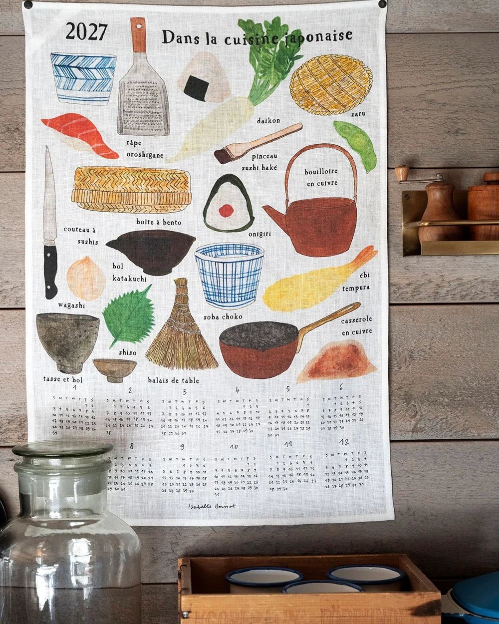 2027 Linen Calendar: Dans La Cuisine Japonaise