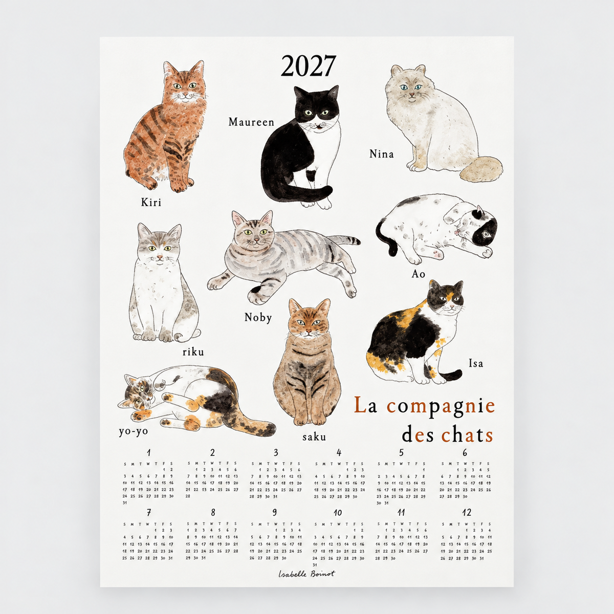 2027 Linen Calendar: The Cat Company