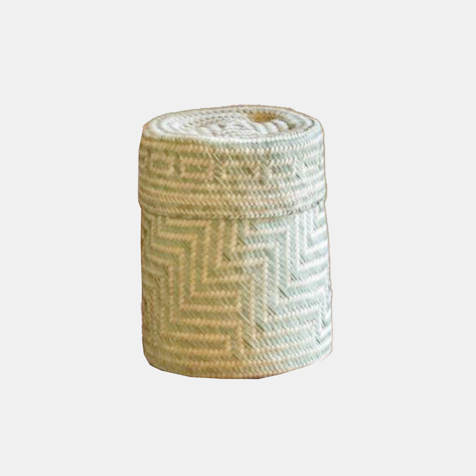 Light Green Lidded Basket in Small Tall - Collyer's Mansion