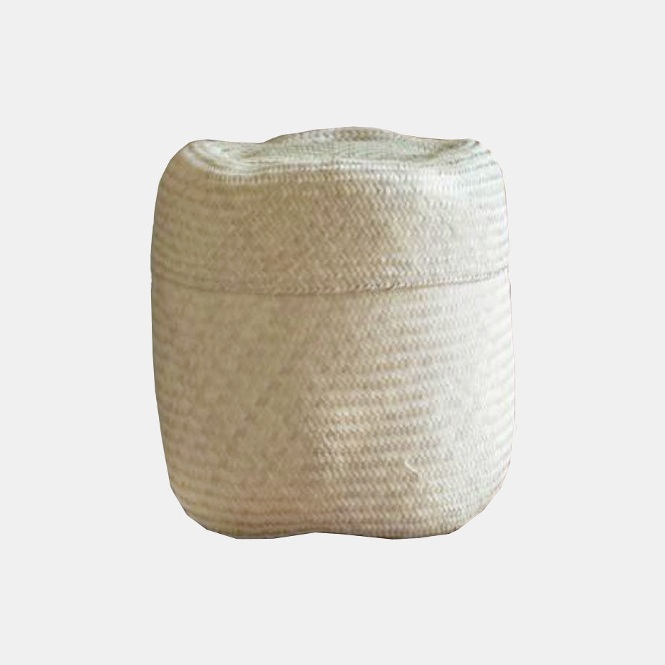 Natural Lidded Basket in Medium