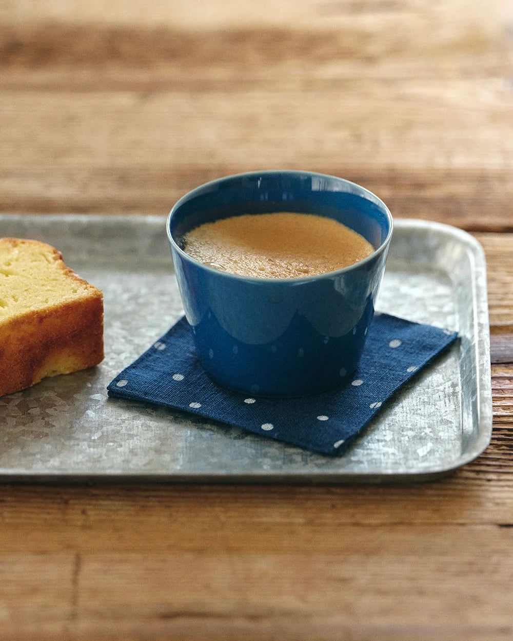 Navy Dot Linen Coaster