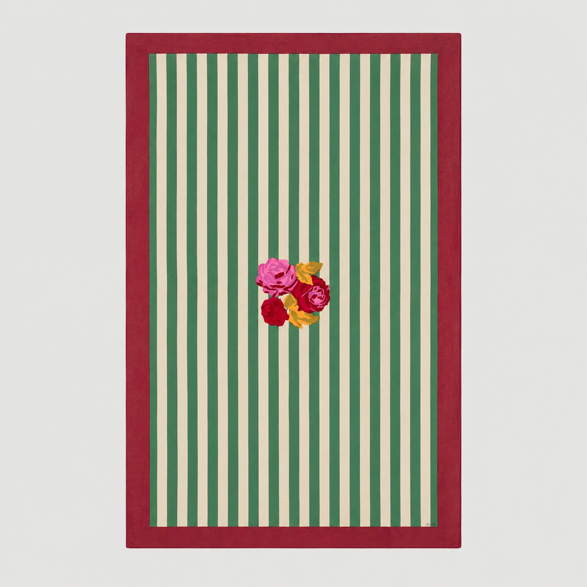 Nizam Stripes Green Natural Cotton Tablecloth